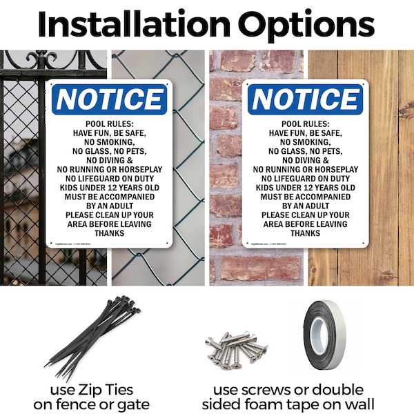Signmission Pool Rules Have Fun Be Safe, 12 in W x Rectangle, Plastic - OS-2PACK-NS-P-1218-V-17697