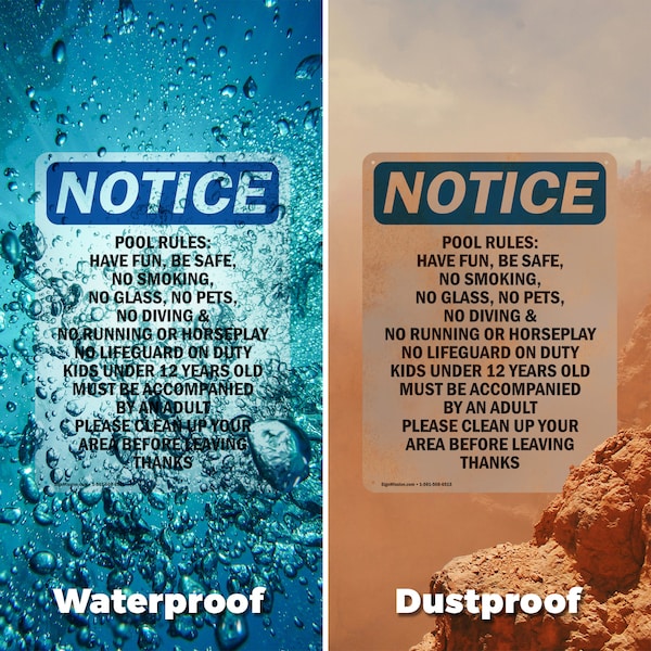 Signmission Pool Rules Have Fun Be Safe, 12 in W x Rectangle, Plastic - OS-2PACK-NS-P-1218-V-17697