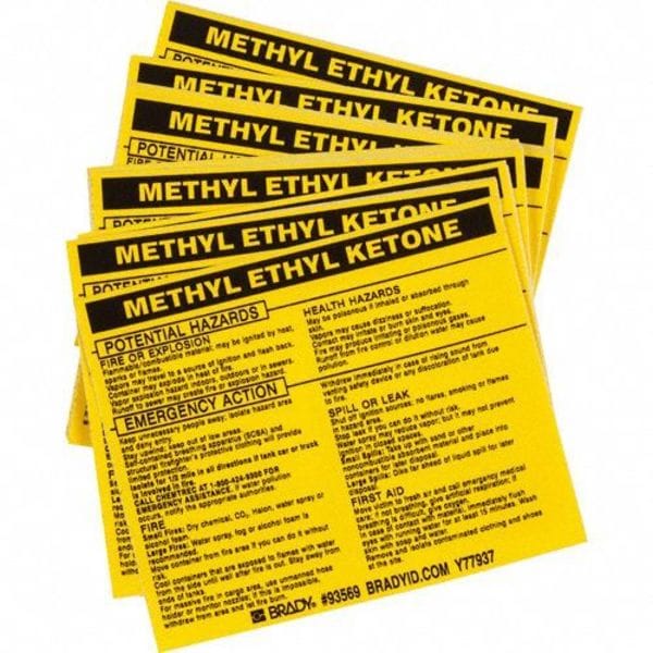 Brady Chemical Label, 3 3/4 in H, 4 1/2 in W, 93569 - 93569
