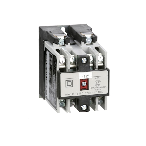 Relé de control NEMA, Tipo X, herramienta de máquina, 10A resistivos a 600 VAC, 0 contactos normalmente abiertos, bobina de 110/120 VAC 50/60 Hz - 8501XO00V02