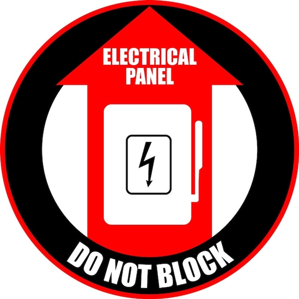 5S Supplies Electrical Panel Floor Sign- Do Not Block 12in Diameter Non Slip Floor Sign - FS-ELECDNB-12