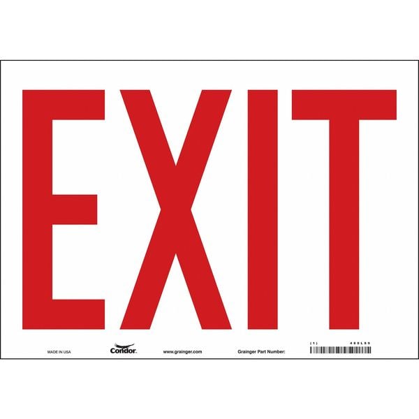 Condor Exit Sign, Vinyl, 14" W, 10" H, Exit, White - 480L89