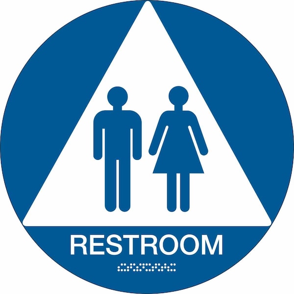 Brady Restroom, 12" W x 12" H, Circle, Plastic, 106181 - 106181
