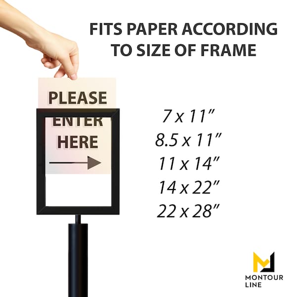 Montour Line Sign Frame Floor Standing 14 x 22 in. H Black Steel - FS200-1422-H-BK