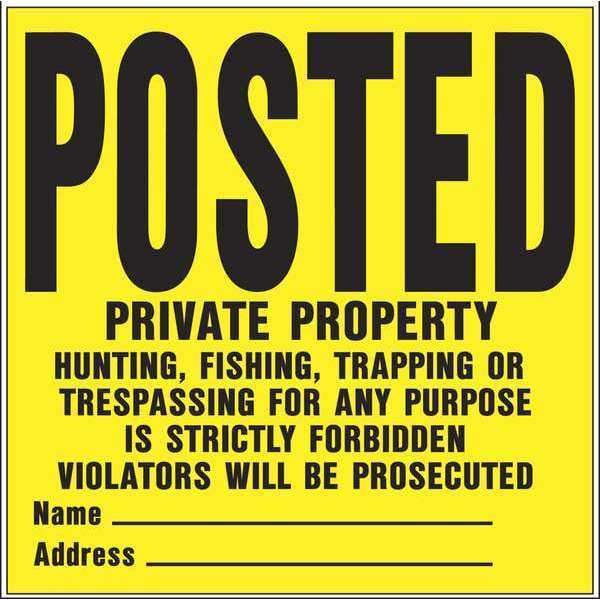 Hy-Ko Heavy Duty Posted Sign, Plastic, PK10, YP-1VP - YP-1VP