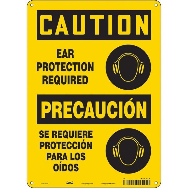 Condor Safety Sign, 14 in Height, 10 in Width, Polyethylene, Vertical Rectangle, English, Spanish, 465Y15 - 465Y15