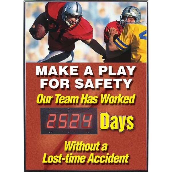 Accuform Electronic Safety Scoreboard, 28 in H x, 20 in W, Plastic Sign/Aluminum Frame - SCK126