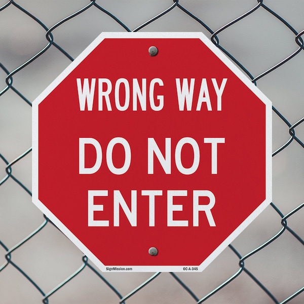 Signmission Wrong Way Do Not Enter, 10 inch X 10 inch, Plastic Sign, 2PK - OC-P-2PACK-10-345