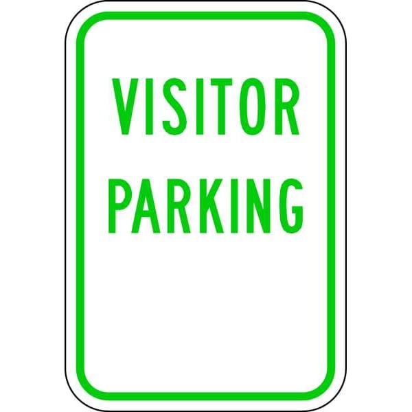 Lyle Visitor Parking Sign, 12" W, 18" H, English, Aluminum, White - RP-074-12HA