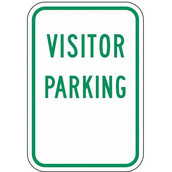 Lyle Visitor Parking Sign, 12" W, 18" H, English, Aluminum, White - RP-074-12HA