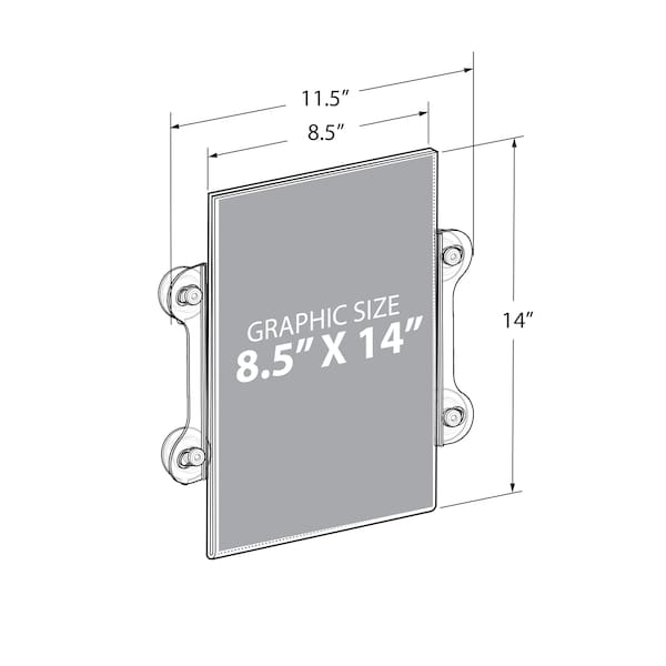 Azar Displays 8.5"W x 14"H Sign Frame W/ suction cups, PK2 - 106606