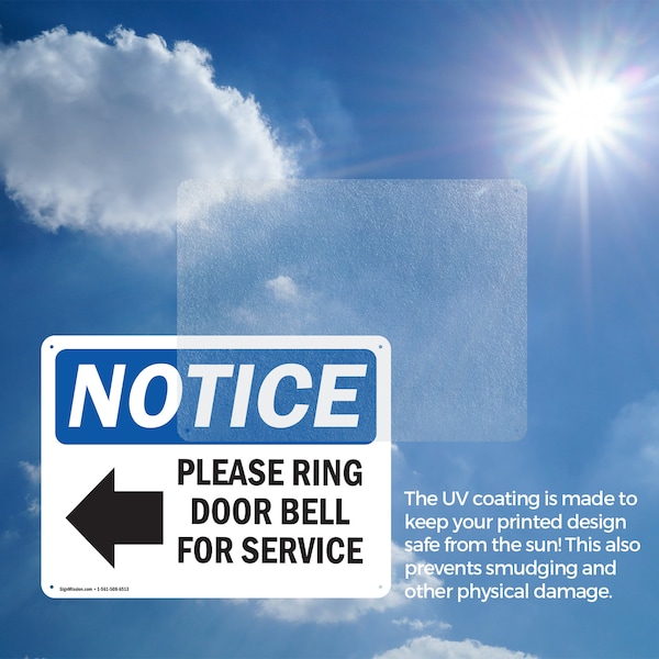 Signmission Please Ring Door Bell For Service, 18 in W x Rectangle, Aluminum - OS-2PACK-NS-A-1218-L-17580