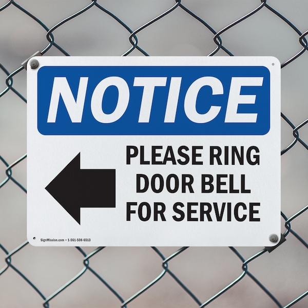 Signmission Please Ring Door Bell For Service, 18 in W x Rectangle, Aluminum - OS-2PACK-NS-A-1218-L-17580