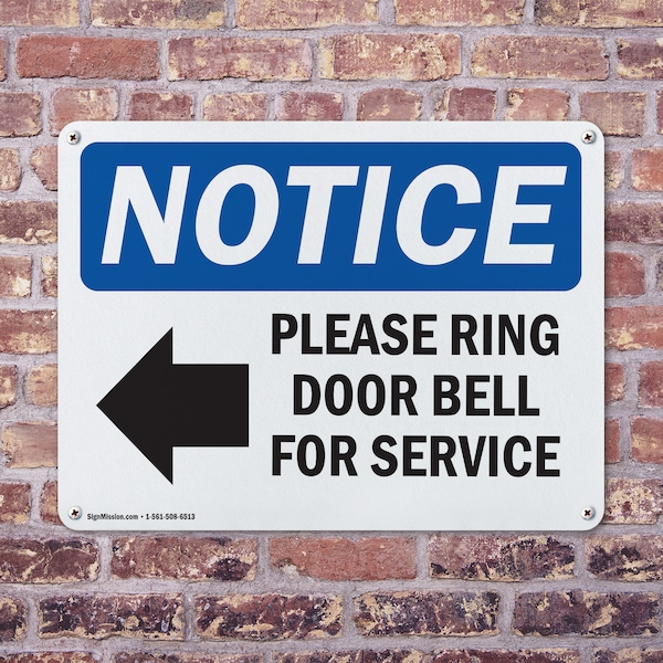 Signmission Please Ring Door Bell For Service, 18 in W x Rectangle, Aluminum - OS-2PACK-NS-A-1218-L-17580