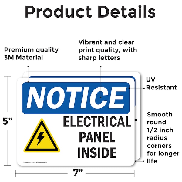Signmission Electrical Panel Inside Sign With Symbol, 7 in W x Rectangle, Vinyl Decal - OS-2PACK-NS-D-57-L-11669