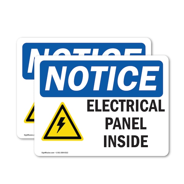 Signmission Electrical Panel Inside Sign With Symbol, 7 in W x Rectangle, Vinyl Decal - OS-2PACK-NS-D-57-L-11669