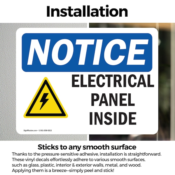 Signmission Electrical Panel Inside Sign With Symbol, 7 in W x Rectangle, Vinyl Decal - OS-2PACK-NS-D-57-L-11669