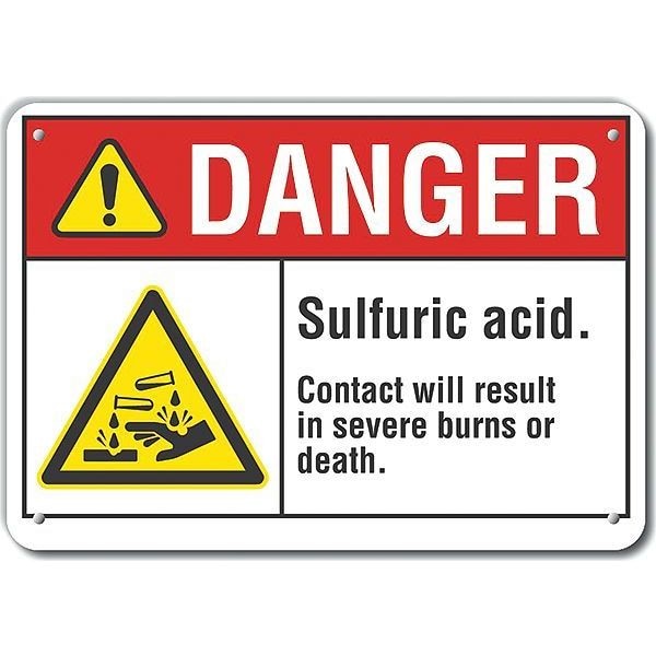 Lyle Aluminum Sulfuric Acid Danger Sign, 7 in Height, 10 in Width, Aluminum, Vertical Rectangle, English - LCU4-0004-NA_10X7