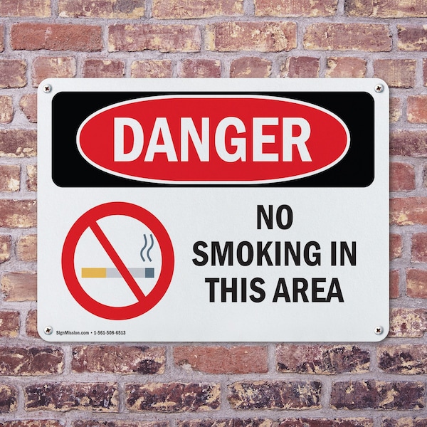 Signmission No Smoking In This Area Danger Sign, Aluminum, 24in W x 18in L, 2PK - OS-2PACK-DS-A-1824-L-1471