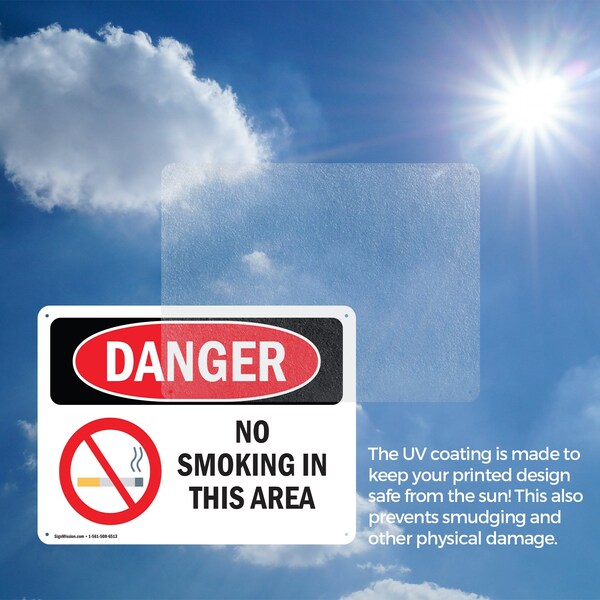 Signmission No Smoking In This Area Danger Sign, Aluminum, 24in W x 18in L, 2PK - OS-2PACK-DS-A-1824-L-1471