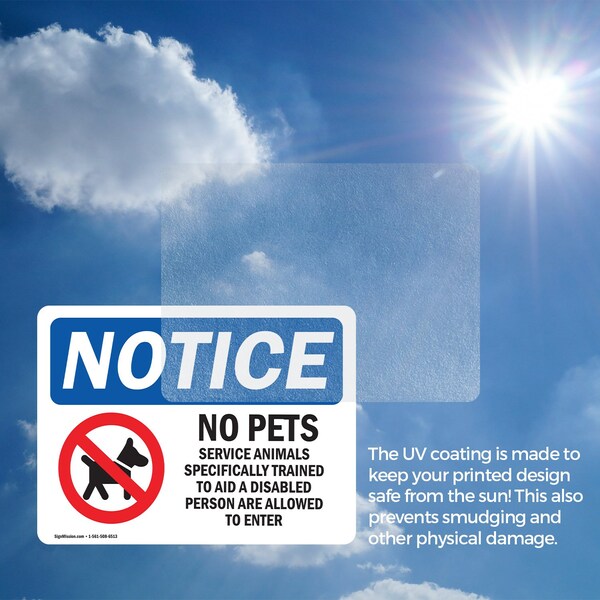 Signmission No Pets Service Animals Allowed, 10 in W x Rectangle, Vinyl Decal - OS-2PACK-NS-D-710-L-16172