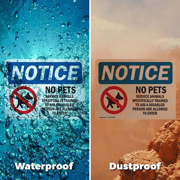 Signmission No Pets Service Animals Allowed, 10 in W x Rectangle, Vinyl Decal - OS-2PACK-NS-D-710-L-16172