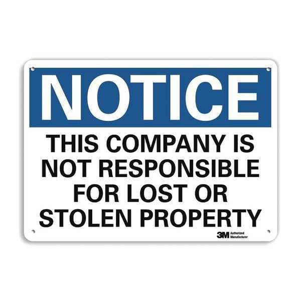 Lyle Notice Sign, 10 in H, 14 in W, Aluminum, Horizontal Rectangle, English, U5-1549-RA_14X10 - U5-1549-RA_14X10