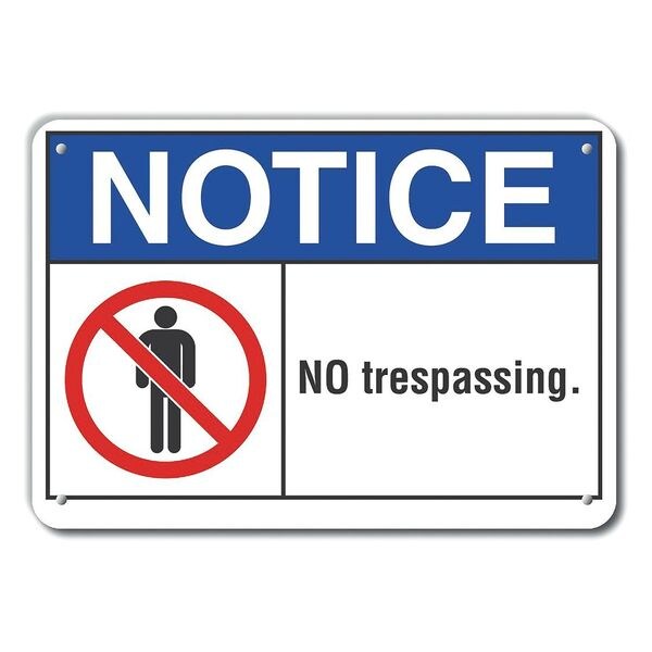 Lyle Notice, No Trespassing, 14 in W x 10 in H, Horizontal Rectangle, Aluminum - LCU5-0009-NA_14X10