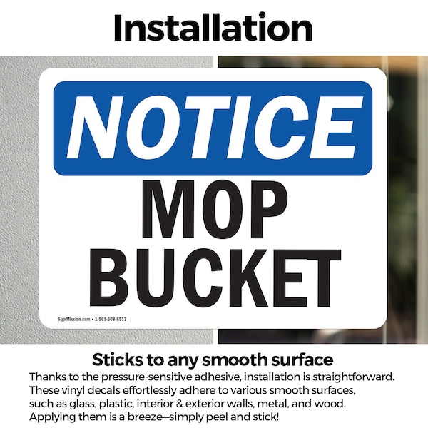 Signmission Mop Bucket, 5 in W x Rectangle, Vinyl Decal - OS-2PACK-NS-D-35-L-14243