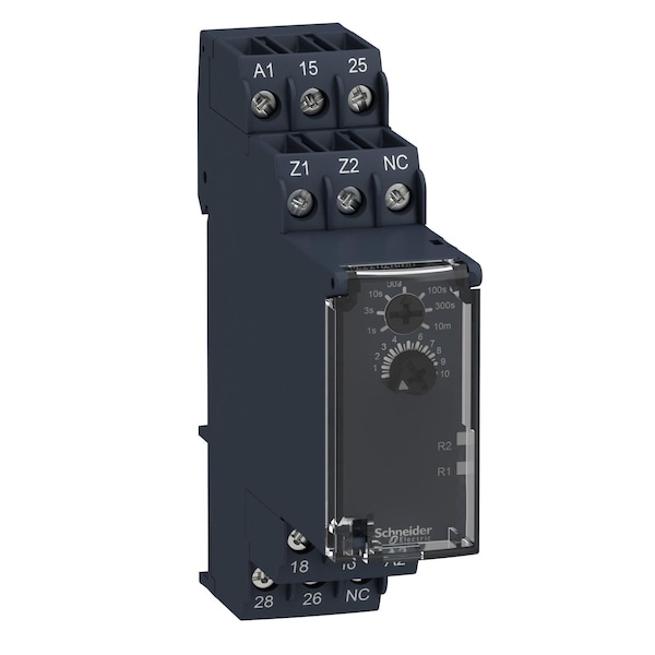 Relé de función única de Schneider Electric, Relés temporizadores Harmony, 5A, 2CO, 0.05s...10min, retraso en la desenergización, 24...240V CA CC - RE22R2KMR