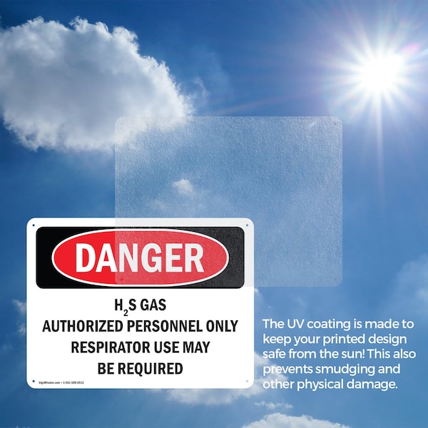 Signmission H2S Gas Authorized Personnel Only Danger Sign, Aluminum, 18in W x 12in L, 2PK - OS-2PACK-DS-A-1218-L-1277
