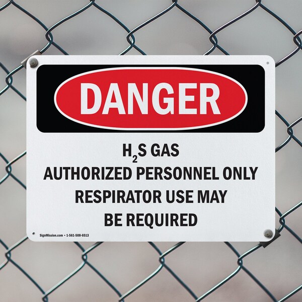 Signmission H2S Gas Authorized Personnel Only Danger Sign, Aluminum, 18in W x 12in L, 2PK - OS-2PACK-DS-A-1218-L-1277