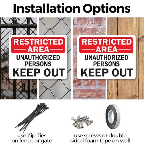 Signmission Restricted Area Unauthorized People Keep Out OSHA ANSI Sign, Plastic, 10in W x 7in L, 2PK - OS-2PACK-MISC-P-710-L-19512