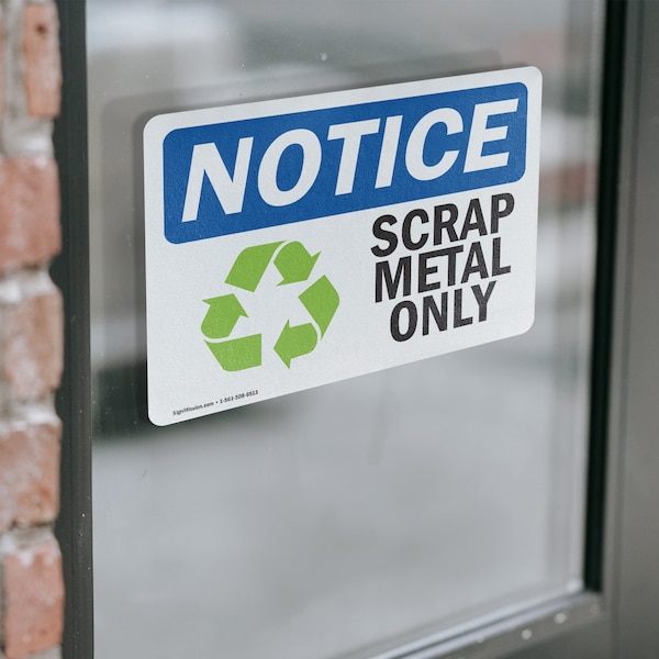 Signmission Scrap Metal Only Sign With Symbol, 7 in W x Rectangle, Vinyl Decal - OS-2PACK-NS-D-57-L-18255