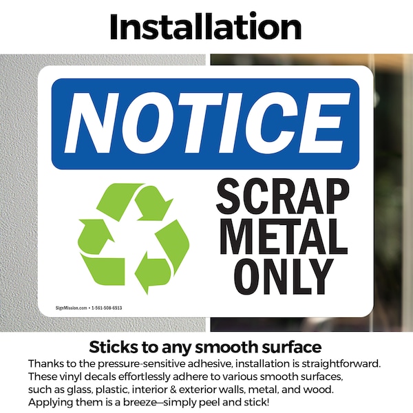Signmission Scrap Metal Only Sign With Symbol, 7 in W x Rectangle, Vinyl Decal - OS-2PACK-NS-D-57-L-18255