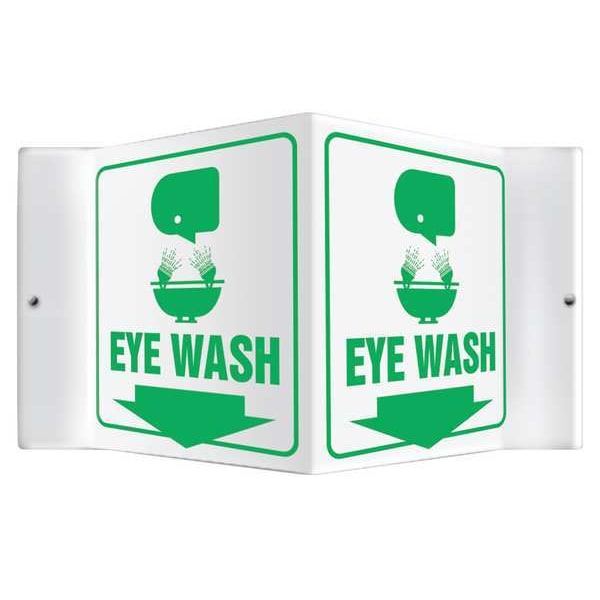 Accuform Eye Wash, 8 1/2 in W x 6 in H, V-Shaped, Plastic, PSP601 - PSP601