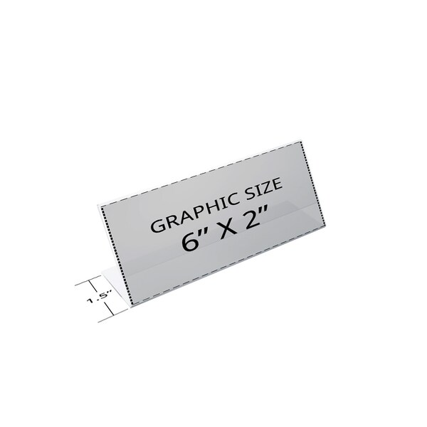 Azar Displays 6"W x 2"H Angled Sign Holder, PK10 - 112702-10PK