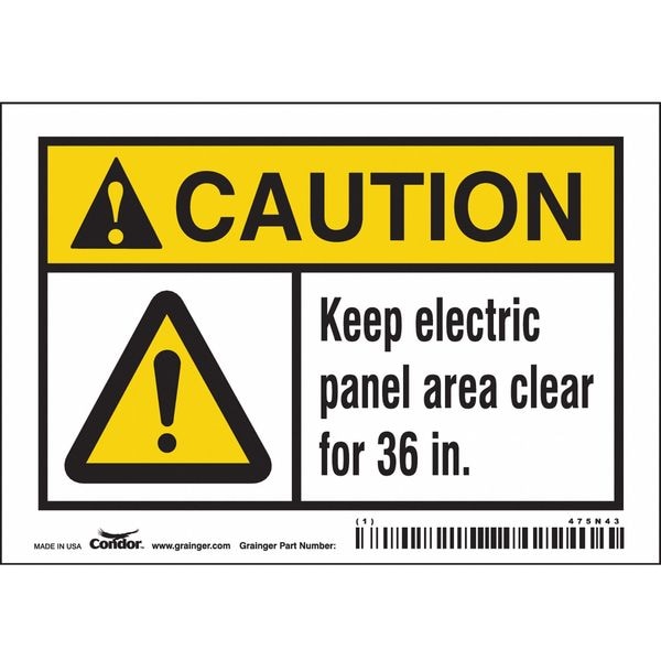 Condor Safety Sign, 3 1/2 in Height, 5 in Width, Vinyl, Horizontal Rectangle, English, 475N43 - 475N43