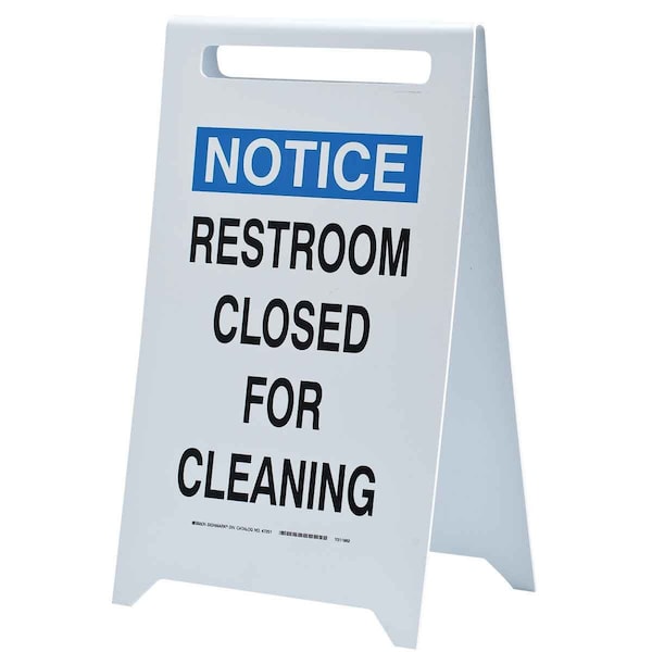 Brady NoticeRestroom Closed For Cleaning, 20 in x 12 in, Rectangle, Plastic, 47251 - 47251