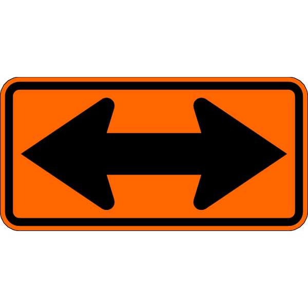Lyle Double Arrow Traffic Sign, 24 in Height, 48 in Width, Aluminum, Horizontal Rectangle, No Text - W1-7-BO-48HA
