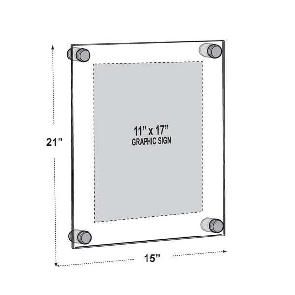 Azar Displays Standoff Sign Holder: 11" x 17" Graphic Size - 105508