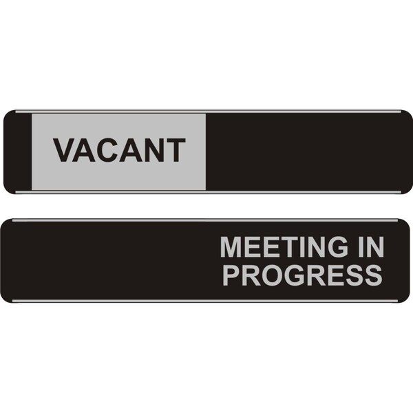 Stewart Superior 10 x 2 in. Messaging Vacant & Meeting in Progress Sliding Aluminum Sign - ST475939