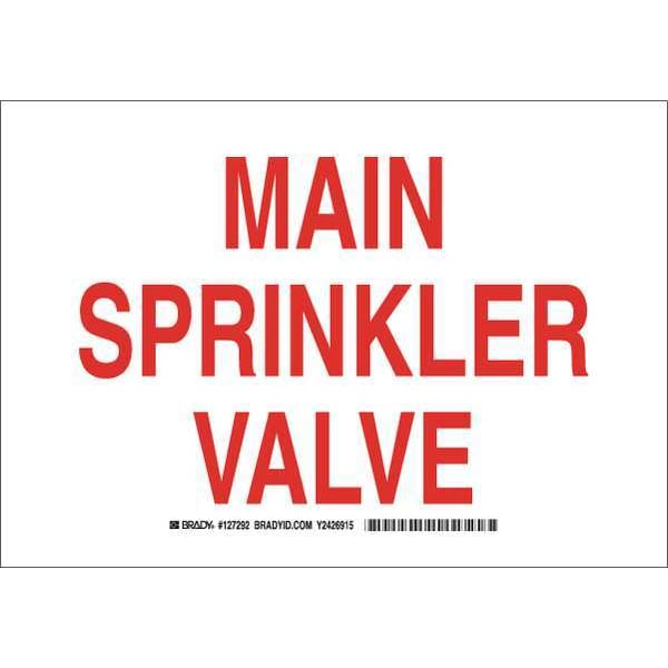 Brady Fire Sprinkler Sign, 10 in Height, 14 in Width, Aluminum, Rectangle, English - 127293