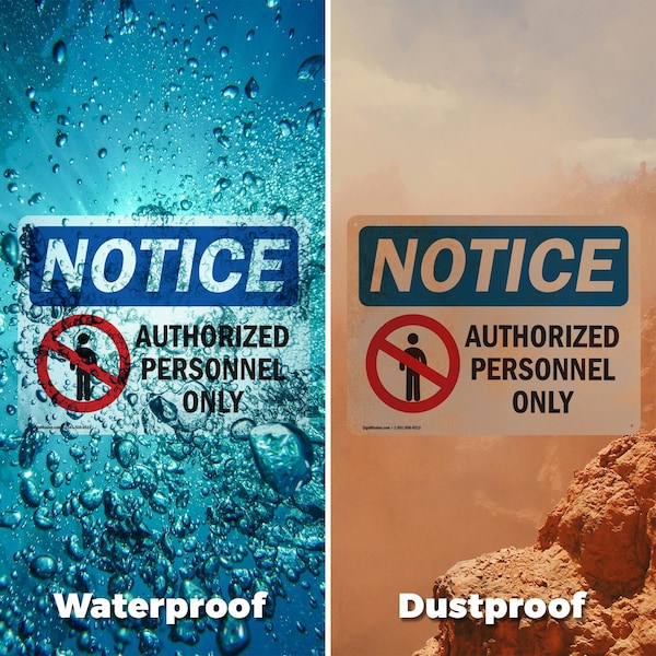 Signmission Authorized Personnel Only OSHA Notice Sign, Plastic, 10in W x 7in L, 2PK - OS-2PACK-NS-P-710-L-15276