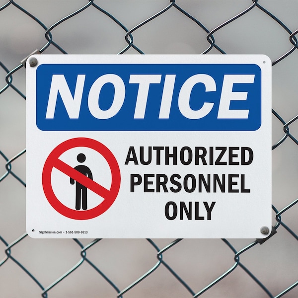 Signmission Authorized Personnel Only OSHA Notice Sign, Plastic, 10in W x 7in L, 2PK - OS-2PACK-NS-P-710-L-15276