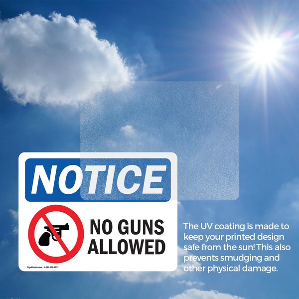 Signmission No Guns Allowed OSHA Notice Sign, Vinyl Decal, 5in W x 3.5in L, 2PK - OS-2PACK-NS-D-35-L-16133