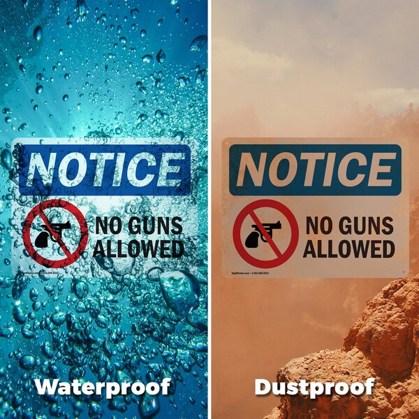 Signmission No Guns Allowed OSHA Notice Sign, Vinyl Decal, 5in W x 3.5in L, 2PK - OS-2PACK-NS-D-35-L-16133