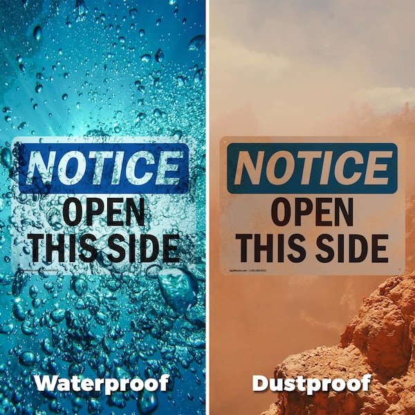 Signmission Open This Side, 10 in W x Rectangle, Vinyl Decal - OS-2PACK-NS-D-710-L-17018