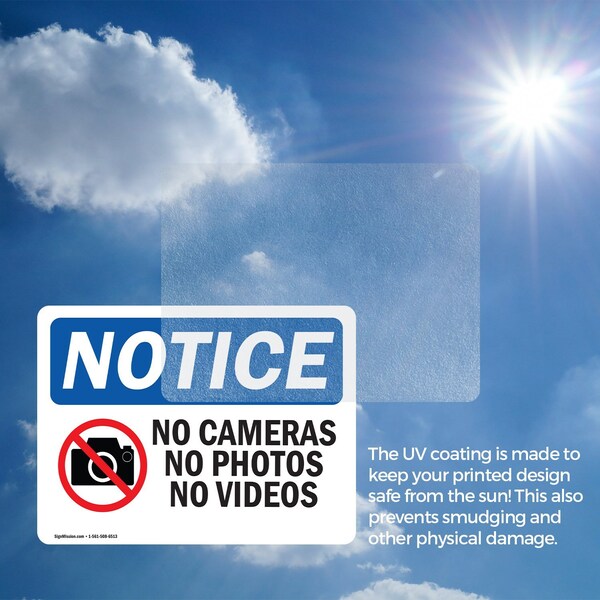 Signmission No Cameras No Photos No Videos Sign With Symbol, 10 in W x Rectangle, Vinyl Decal - OS-2PACK-NS-D-710-L-14402