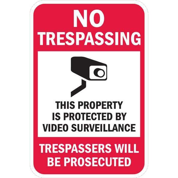 Lyle No Trespassing, This Property Protected by Video, 18 in x 12 in, Aluminum, T1-1074-EG_12x18 - T1-1074-EG_12X18